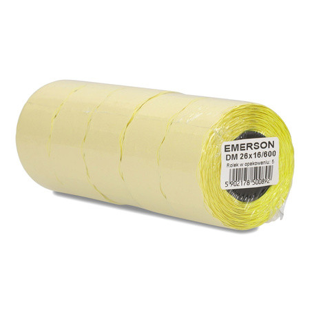 Etykieta cenowa do metk. DM 26x16 mm 600 dwurzędowa fala żółta (5 szt.)